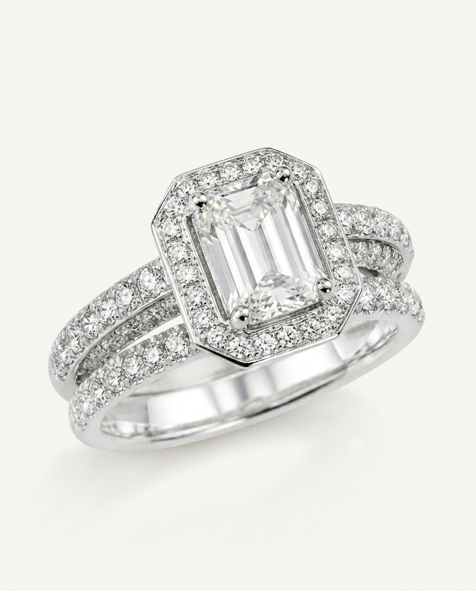 Anillo Éclat Lumière - Product shot set triple banda pavé