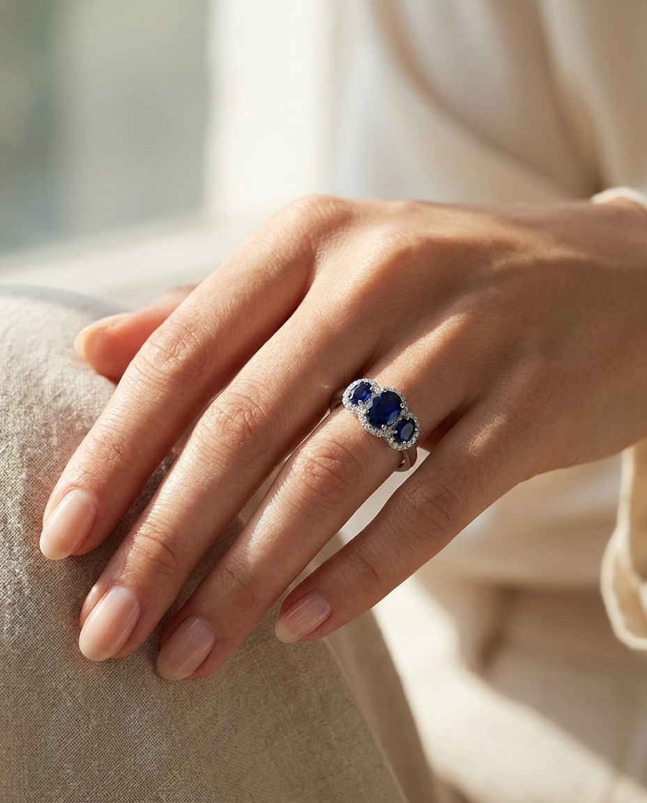 Anillo Royal Sapphire - Lifestyle en mano de mujer