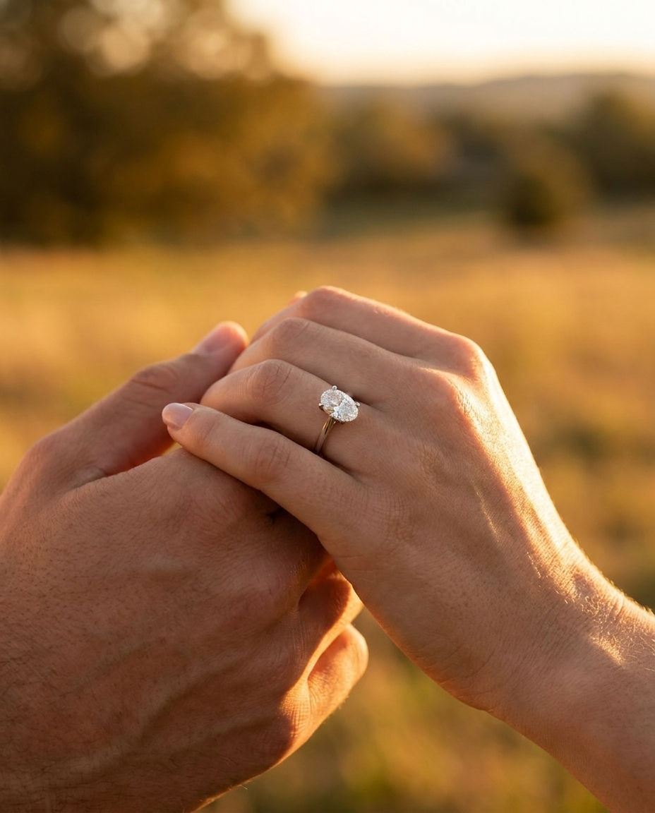 Anillo Éclat Oval - Lifestyle romántico en pareja