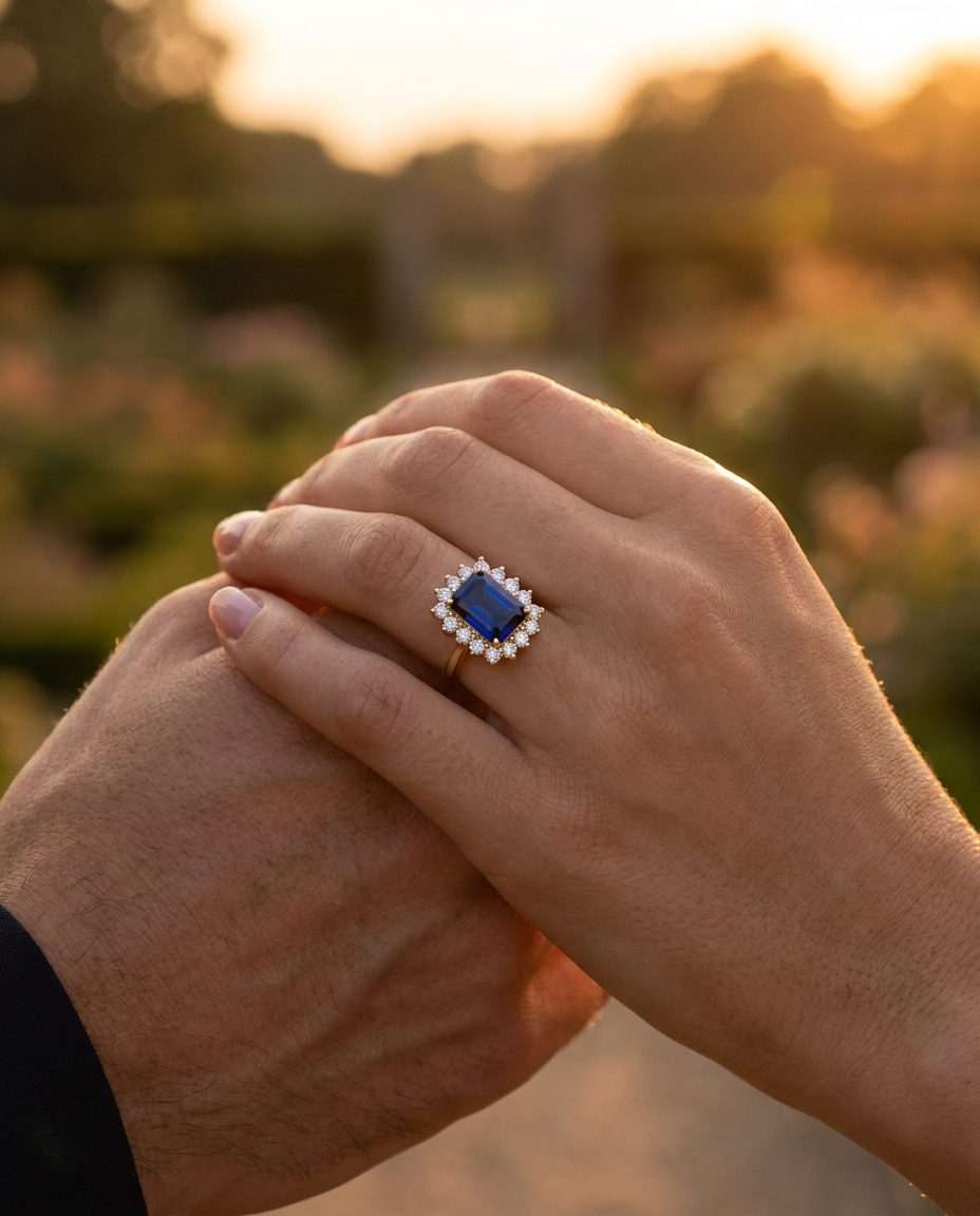 Anillo Zafiro Imperial - Lifestyle romántico en pareja