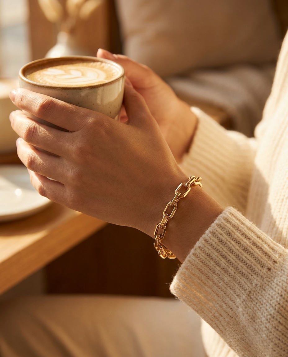 Brazalete Lien Doré - Lifestyle casual con café