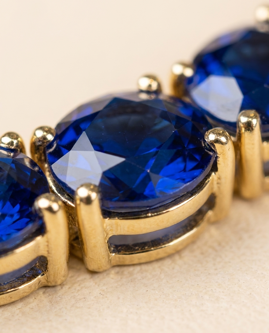 Zafiro - Macro detalle piedra y halo zirconias
