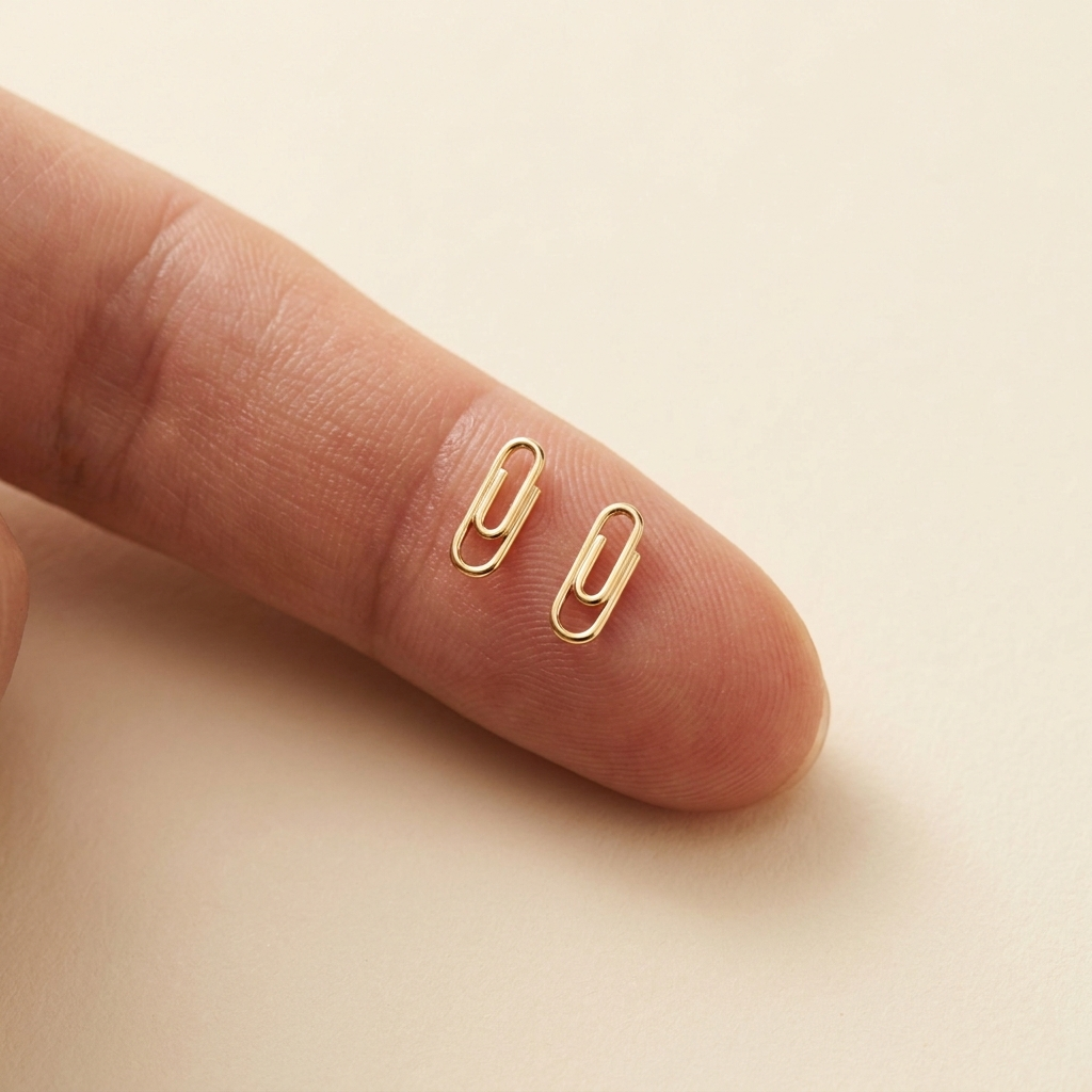 Stud Paperclip 1cm con referencia de escala
